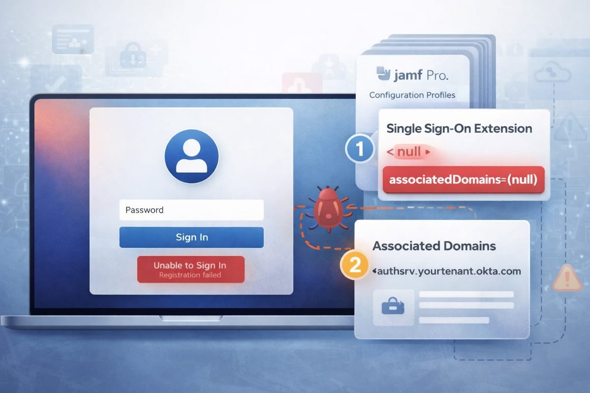Platform SSO Simplified Setup with Okta: Fixing the associatedDomains=(null) Registration Failure