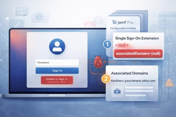 Platform SSO Simplified Setup with Okta: Fixing the associatedDomains=(null) Registration Failure